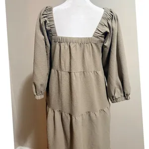 Grade & Gather Tiered Midi Dress Size‎ S Taupe Excellent Puff Sleeve thumbnail 10