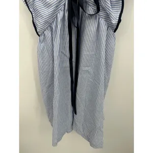 SheIn Womens L Blue White Striped Ruffle Mini Dress Tie Front Coastal Nautical Preppy thumbnail 6