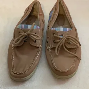 Sbicca Tan Loafers with Striped Detail thumbnail 1