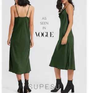 SUPESU Satin Midi Slip Dress Adjustable Spaghetti Strap, Green, Size XS, NWT thumbnail 2