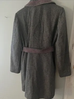 GUESS Gray Tweed Trench Coat with Pink Trim thumbnail 9