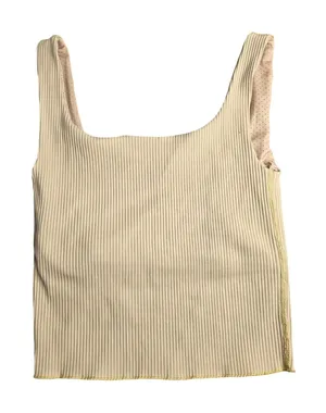Carbon38 Orange Ribbed Square Neck Tank Size: XS thumbnail 1