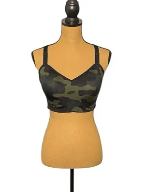 All In Motion Sports Bra Large Green Camo Padded Racerback Mesh Athletic thumbnail 1