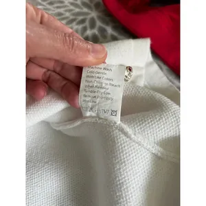 White Cotton Cardigan Sweater Small Gold Crest Button Preppy Old Money Office thumbnail 8