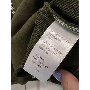 Naked Wardrobe Hoodie Womens Medium Olive Green Cropped Zip Up‎ NWT thumbnail 5