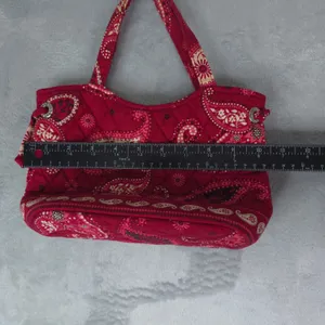 Vera‎ Bradley Handbag Womens Small Red Paisley Quilted Cotton Boho Bag thumbnail 12