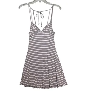 Abercrombie & Fitch Dress Womens XS Gray Striped Ribbed Knit Swing Sundress thumbnail 3