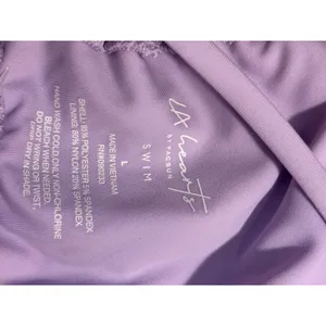 PacSun Purple Smocked‎ Front Tie Bikini Top Lavender Textured Swim Large NEW thumbnail 6