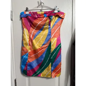 RNWY Strapless Abstract Leaf Print Mini Dress Summer Resort Dopamine Vacation thumbnail 3