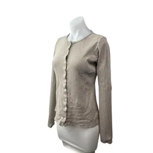 Brandy Melville Beige Crew Neck Long Sleeve Button Down Cardigan Sweater Top M/L thumbnail 2