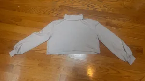 Lulu's Light Gray Cropped Turtleneck Pullover 🎈 thumbnail 1