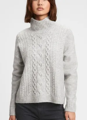 GAP Women's Forever Cozy‎ Cowl Neck Cable-Knit Sweater Heather Grey thumbnail 1