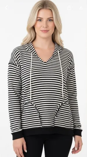 Paper crane large black striped hoodie sweatshirt thumbnail 1