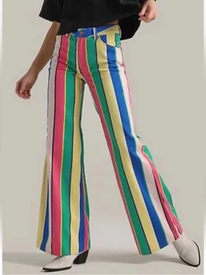 Wrangler Wanderer 622 High Rise Flare Jeans Womens Size 30x34 Multicolor Striped thumbnail 1