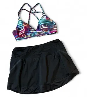 Athleta Womens‎ M Black Skort and Bikini Top 2 Piece Set thumbnail 1