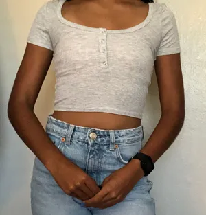 PacSun Gray Scoop Neck Top thumbnail 1