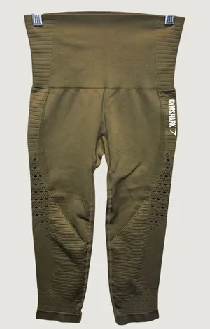 2227 | Gymshark Energy Seamless Cropped High Waist Leggings Olive Green Women S thumbnail 1