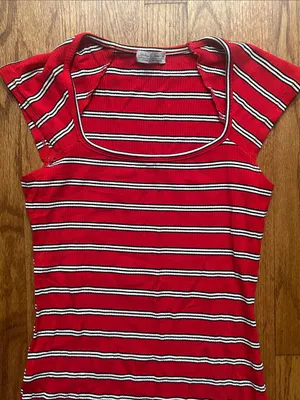 Haley & June Red Striped Scoop Neck Bodycon Dress Medium thumbnail 3
