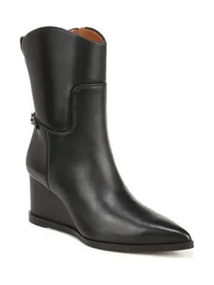 NWOB Franco Sarto Etta Black Leather shark booties wedge size 8M thumbnail 1