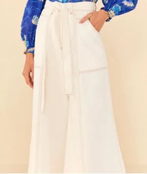 Farm Rio Belted Wide-Leg Twill Pants M thumbnail 4