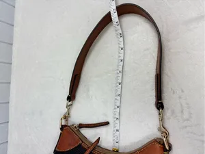 Dooney & Bourke Black with Brown Trim Pebble Leather Shoulder Bag thumbnail 12
