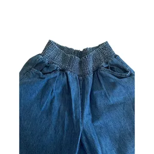 DG2 Wide Leg Denim‎ Pants Womens XL Blue Smocked Waist Cotton Boho Coastal Core thumbnail 2