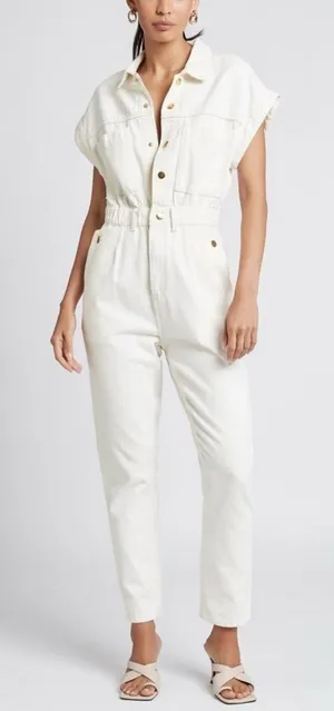 Sheike‎ $165 Nevada Ecru Denim White Gold Jumpsuit Australia Brand Slim thumbnail 1