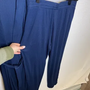 Lands End Womens Navy Blue Ribbed Knit Robe Pajama Pants Lounge Set‎ Size S 6-8 thumbnail 5