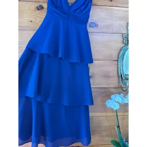 NWT lulus Celebration Time Navy Blue Sleeveless Tiered Midi Dress Holiday Sz S thumbnail 6