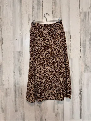 SHEIN Leopard Cheetah Print High Waist Midi Skirt with Slit Womens XS (US 2) thumbnail 8