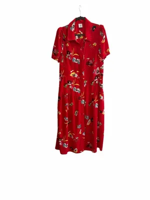 CAbi Midi Dress Afternoon Floral Fit & Flare Puff Sleeve Pockets Size L thumbnail 3