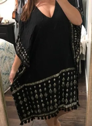 Love stitch one size black oversized kimono dress thumbnail 1