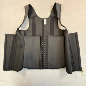 Black Latex Waist Trainer Vest Double Closure Slimming Cincher Corset Witchy thumbnail 3