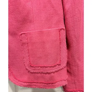 Nygard Collection Pink Silk Blend Frayed Edge Blazer Jacket Size 14 Statement thumbnail 2