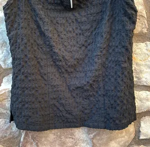 Jamie Sadock Black Textured Golf Shirt Leather Detail Silver Zip Sz Medium thumbnail 4