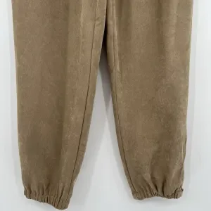 Zara High Rise Waist Jogger Pants Women's Size Small Ankle Zipper Beige Pull On‎ thumbnail 4
