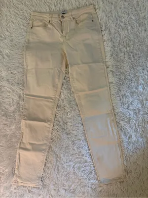 OAT New York Mid Rise Skinny Ankle Jeans Cream Ivory Size 28 thumbnail 1