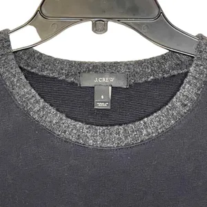 J. Crew Short Length Sweater Size Small Black Gray Cotton With‎ Wool Trim Womens thumbnail 2