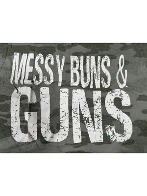 Universal Threads Camo Messy Buns & Guns Women’s V-Neck T-Shirt Size S Cotton Tee thumbnail 2