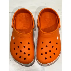 Crocs Classic Clog Bright Orange White Stripe Size 6 M‎ 8 W thumbnail 2