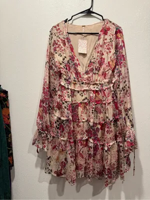 Free People Closer To The Heart Floral Mini Dress L NWT thumbnail 4