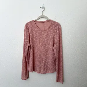 [Free People] Blush Pink Ribbed Knit Aura Layering Long Sleeve Top Crew Neck XL thumbnail 2