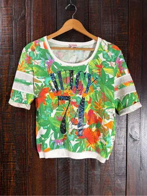 Juicy Couture Women’s Tropical Print Sporty Tee - 'Juicy 74' thumbnail 2