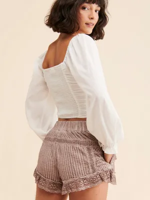 Free People Adore You Neutral Pieced Lace Boho Festival Shorts Size Large thumbnail 2
