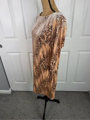 Eliza J Size 12 Rose Gold Sequin 3/4 Sleeve Cocktail Party Dress NWOT thumbnail 7