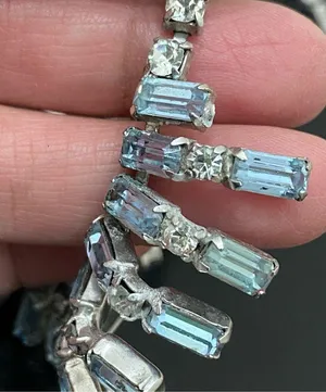 Vintage Unsigned Juliana? Blue Topaz Bib Statement Choker Necklace 35.0g thumbnail 15