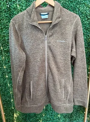 COLUMBIA XL zip up jacket heathered gray EUC thumbnail 1