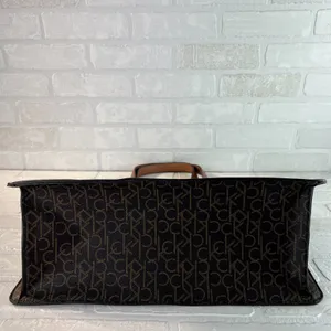 Calvin‎ Klein Signature Tote Shoulder Bag Brown CK Monogram Print Brown Leather thumbnail 6