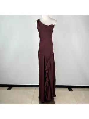 NWOT Farm Rio Ruffled Sleeveless V-Neck Maxi Dress Burgundy Size S thumbnail 6