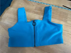 ALO Yoga Turquoise Blue Front-Zip Sports Bra small thumbnail 1